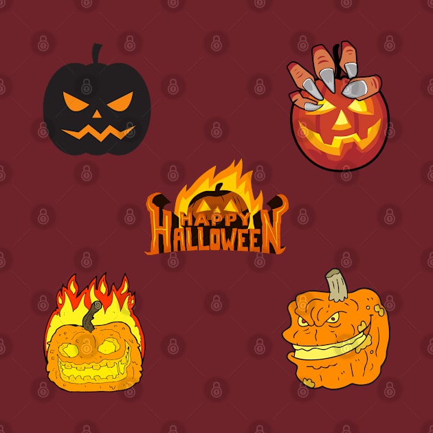 Scary Pumpkins Stickers pack by O.M design