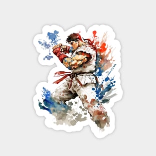 Ryu from Street Fighter - Watercolor Design Magnet