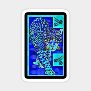 The leopard in blue Magnet