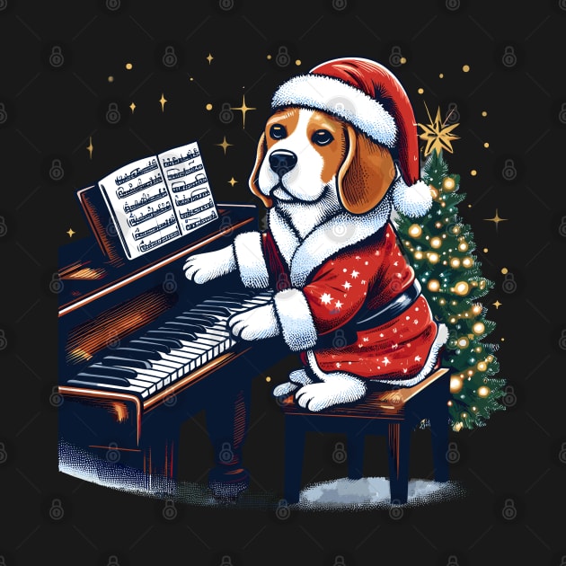 Beagle Playing Piano Christmas by Graceful Designs