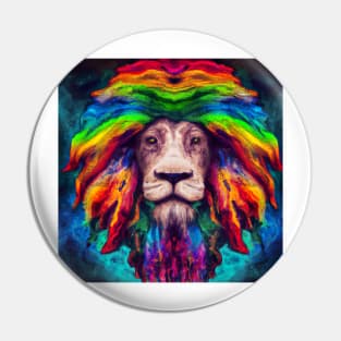 Rasta lion rainbow head Pin