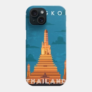 Bangkok, Thailand. Retro travel poster Phone Case