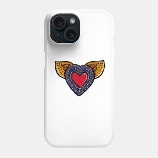 Sacred Heart with wings - Mexican Milagro style doodle Phone Case