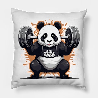 panda at gym Pillow