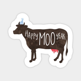 Happy Moo Year - New Year's funny, joke, pun, gift Magnet