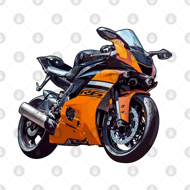 Orange YZF R6 Bike Illustration by KAM Std