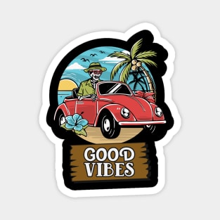 Driving skeleton, Happy Vibes Magnet