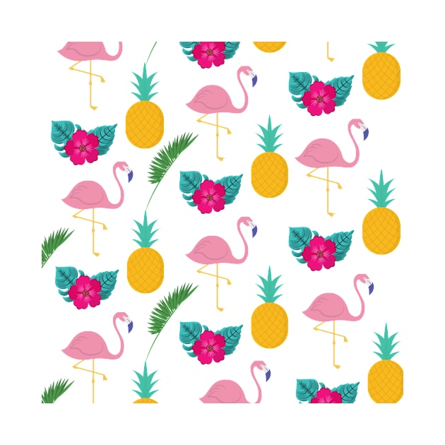 Flamingo and Pineapple Tropical Design by LaurelBDesigns