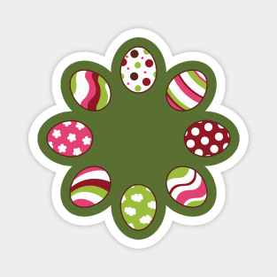 Eggs | Pink Green | Stripes | Dots | Clouds | Dark Green Magnet