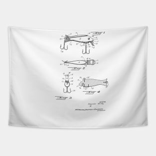 Fishing Lure Vintage Patent Hand Drawing Tapestry