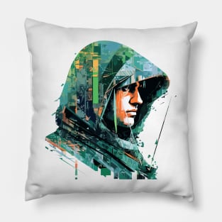 Archer Bowman Portrait Fighter Mistery Shadow Abstract Pillow