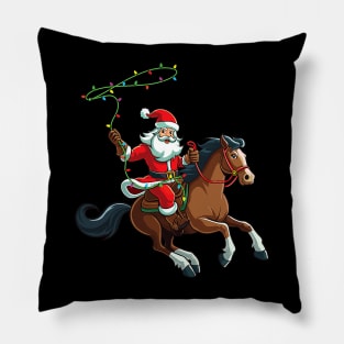 Cowboy Santa Riding A Horse Christmas Funny Pillow