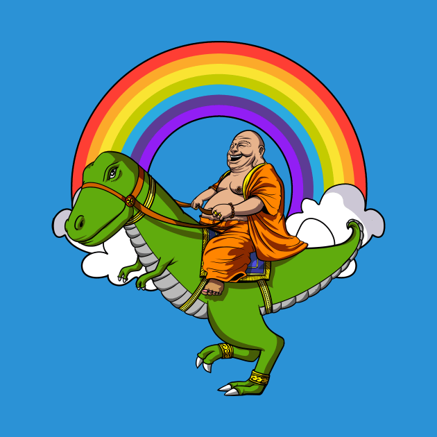 Buddha Riding T-Rex Dinosaur by underheaven