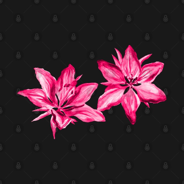 Pink Painted Watercolor Lilies Floral by IvyLilyArt