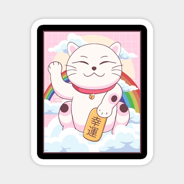 Kawaii Maneki Neko Cat Japanese Aesthetic Gift Magnet by Alex21