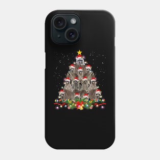 Raccoon Christmas Tree Lights Pajama Racoon Lover Xmas Phone Case