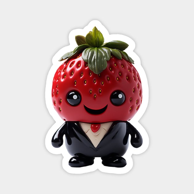 Cute Kawaii Office Strawberry wearing Suit Magnet by Cuteopia Gallery