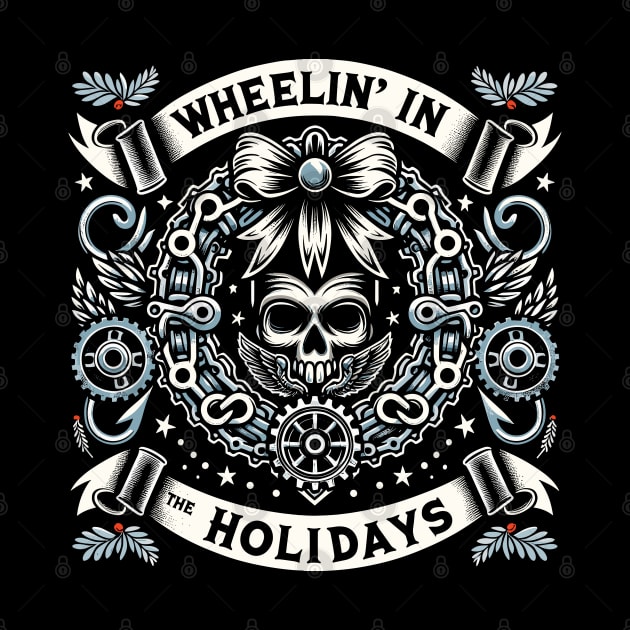 Wheelin’ in the holidays - Motorcycle Christmas wreath by PrintSoulDesigns