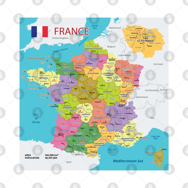 Administrative map of France by AliJun