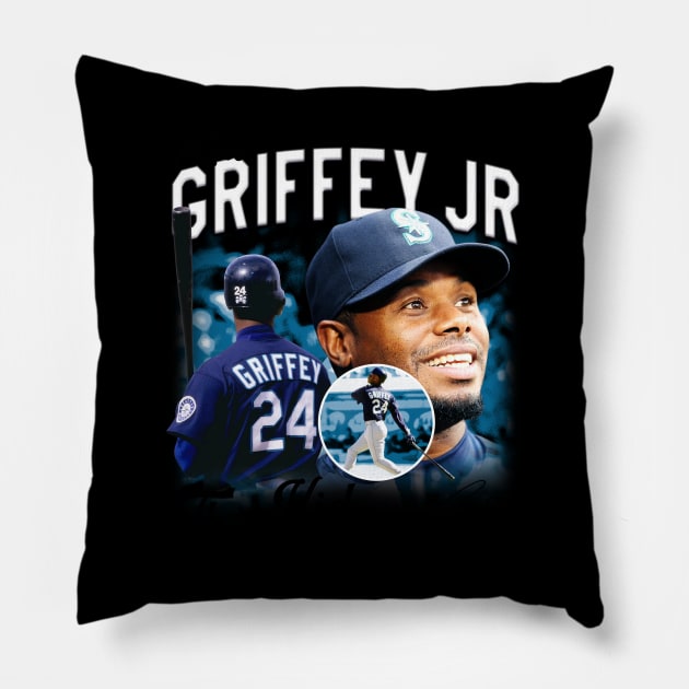 Ken Griffey Jr The Kid Basketball Legend Signature Vintage Retro 80s 90s Bootleg Rap Style Pillow by CarDE