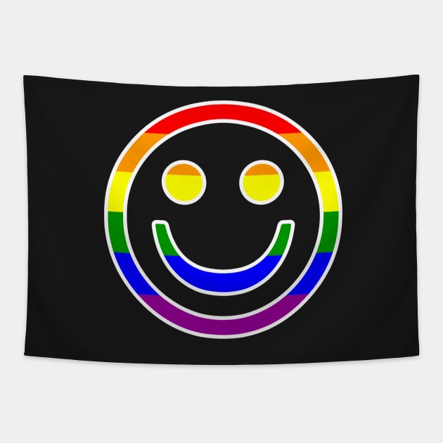 Pride Smiling Face LGBTQ Design Tapestry by OTM Sports & Graphics