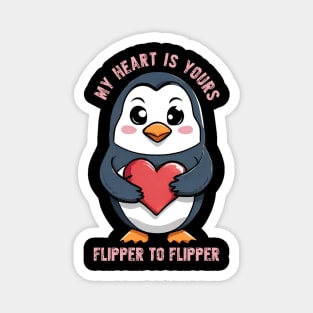 Flipper to Flipper: A Lovestruck Penguin Magnet