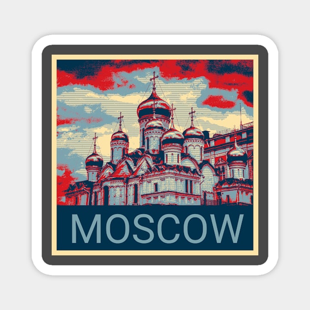 Moscow in Shepard Fairey style design Magnet by Montanescu