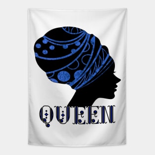 WOMEN Empowerment Black Queen Blue Tapestry