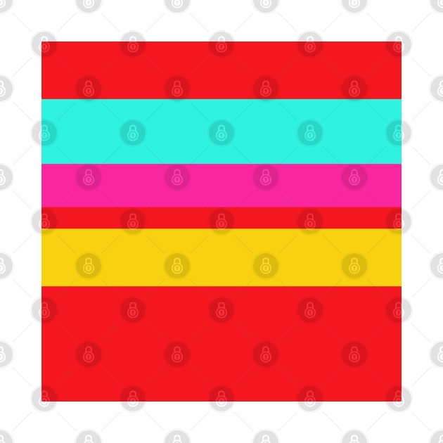 A world-class compound of Cherry Red, Barbie Pink, Metallic Yellow and Fluorescent Blue stripes. by Sociable Stripes