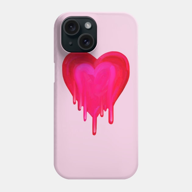 Melting Magenta Painted Heart Phone Case by Art by Deborah Camp