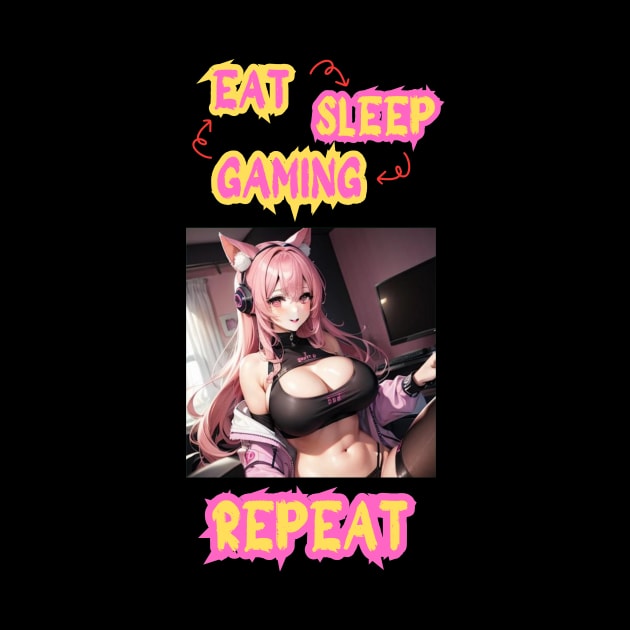 Eat Sleep Gaming Repeat Anime Girl by Clicks Clothes