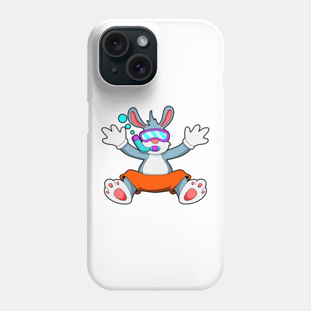 Rabbit at Diving with Swimming goggles & Snorkel Phone Case by Markus Schnabel