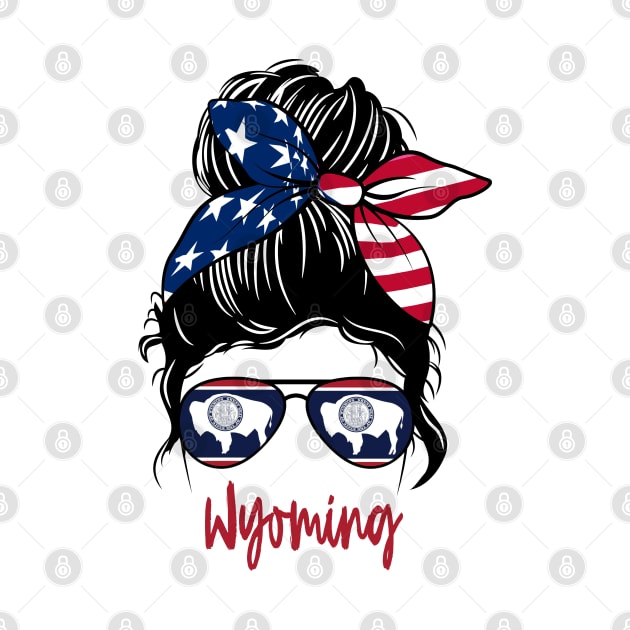 wyoming girl Messy bun , American Girl , wyoming Flag by JayD World