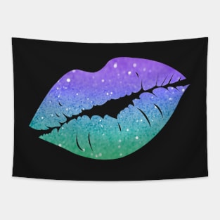 Pastel Green Blue Ombre Faux Glitter Lips Tapestry