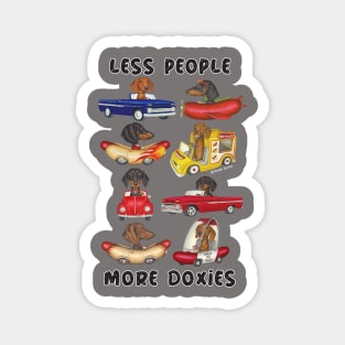 Cute doxie dogs on Eight Dachshunds tee Magnet