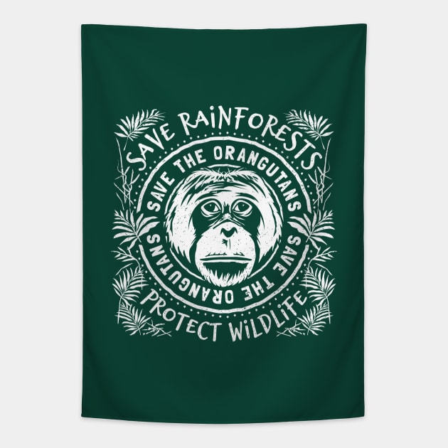 Save The Orangutan - Save Rainforests Protect Wildlife Tapestry by bangtees