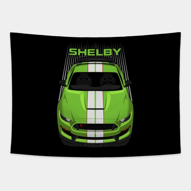 Ford Mustang Shelby GT350R 2015 - 2020 - Grabber Lime - White Stripes Tapestry by V8social