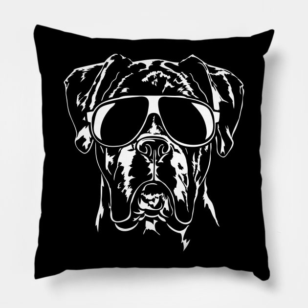 Funny Boxer Dog sunglasses cool dog gift Pillow by wilsigns