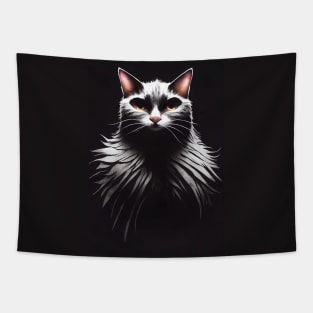 Strong black cat portrait design Tapestry