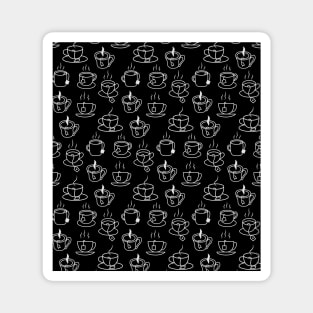 Tea lovers pattern in black and white Magnet