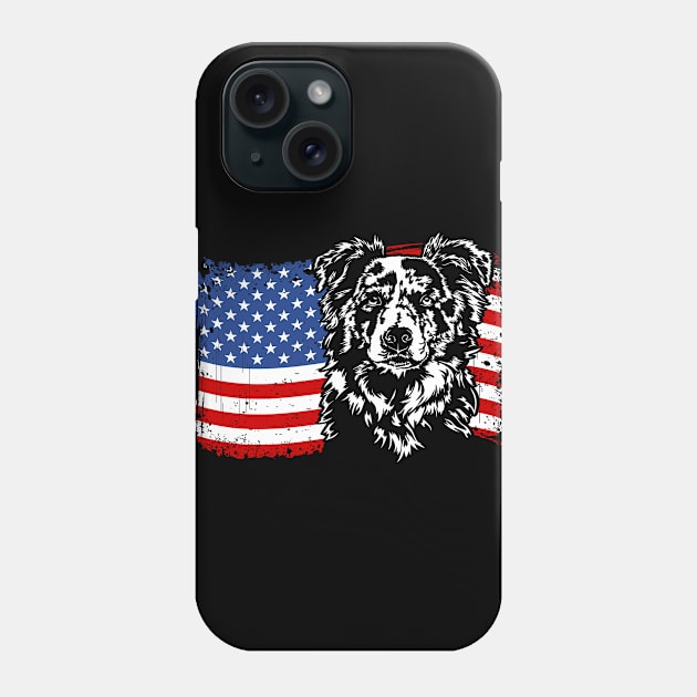 Proud Border Collie American Flag patriotic merle dog Phone Case by wilsigns