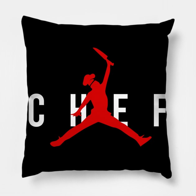 Funny Restaurant Chef Jumping Chef Knife Pillow by swissles