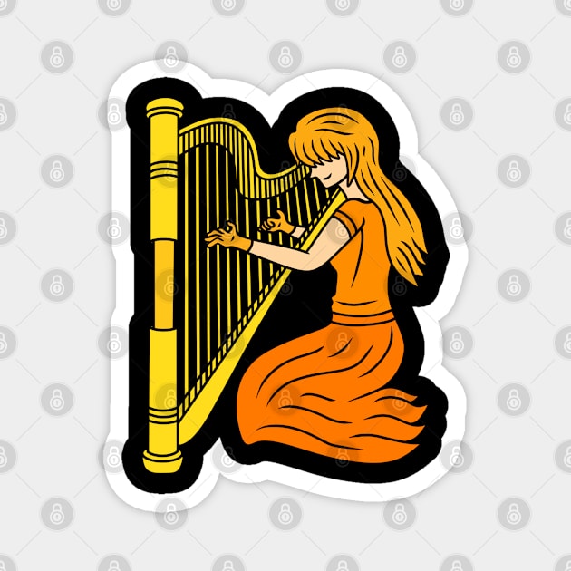 Harpist Girl Magnet by Andrew Hau