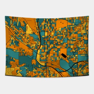 Colorado Springs Map Pattern in Orange & Teal Tapestry