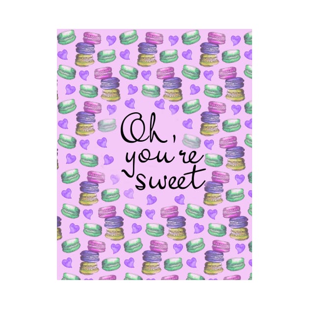 Oh Youre Sweet Macaron Dreams Watercolour Purple Black by ArtInPi