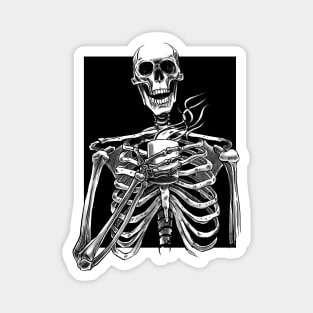 Halloween skeleton drinking coffee black Magnet