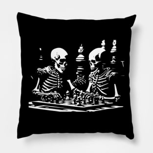 skeletons play chess Pillow