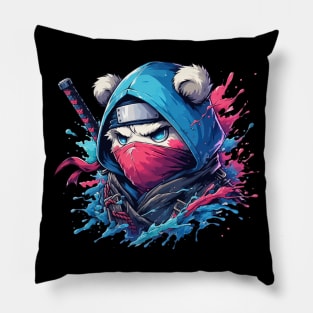 Cool Ninja Bear Japanese Anime Splash Style Pillow