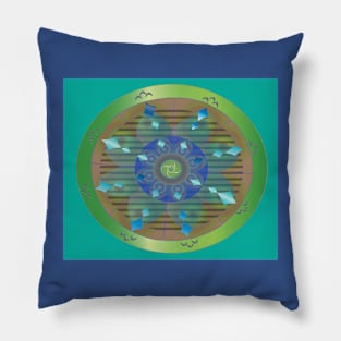 Tibetan wheel mandala Pillow