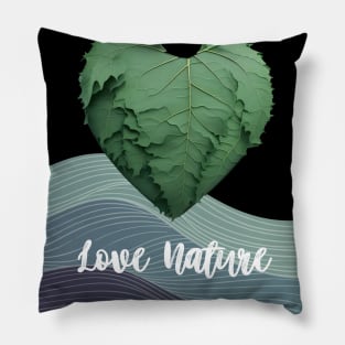 Love Nature No. 1: Green Valentine's Day on a Dark Background Pillow